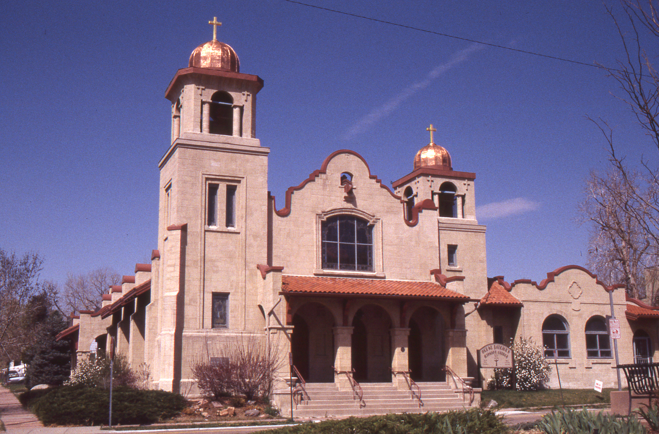 Color photograph of St. Patrick's Mission Church in northwest Denver.