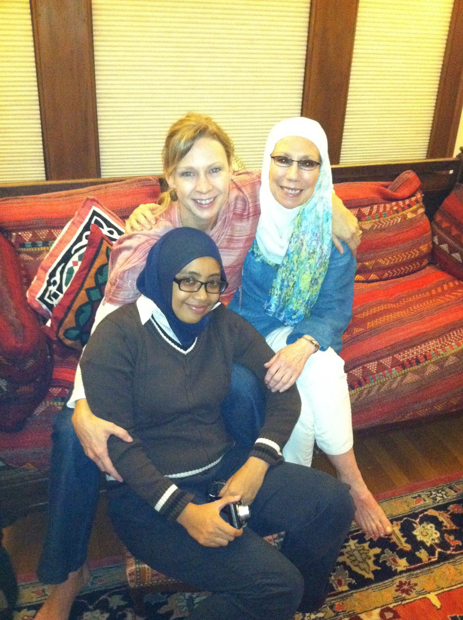 Amanda Henderson with two Muslim colleagues