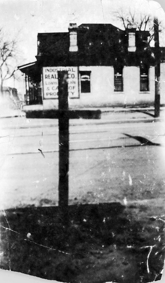 KKK cross on lawn