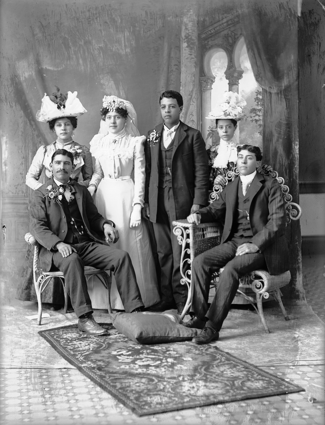 Wedding portrait of Santiago “James” Ocaña and Eulalia “Lillian” Garcia, July 29, 1908. Photo by Oliver E. Aultman.