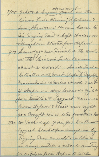 A page of Alfred Borah's journal. His spidery handwriting follows the lines of the paper.