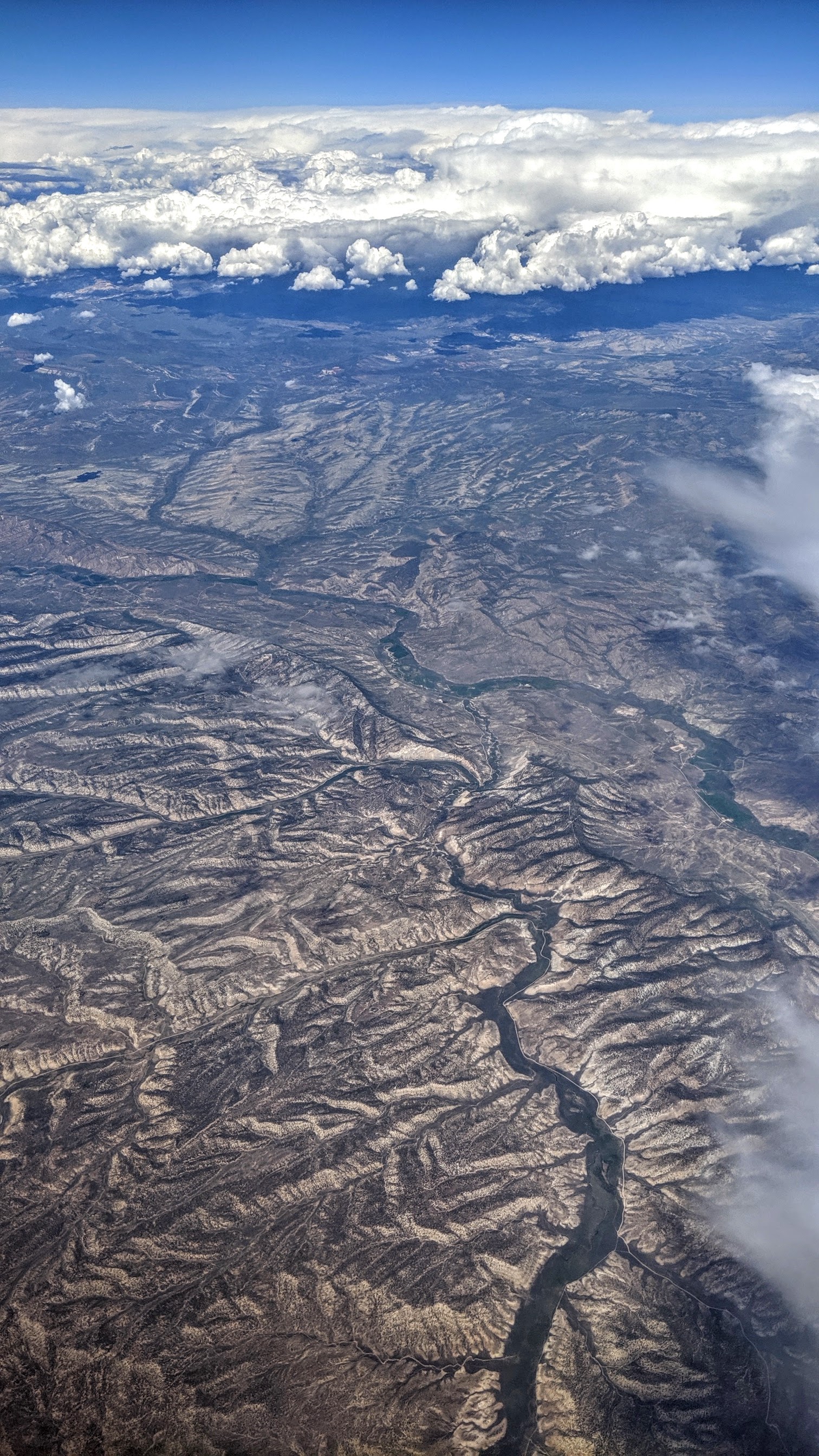 An aerial view from the south of Yellow Creek approaching the White River, in Colorado