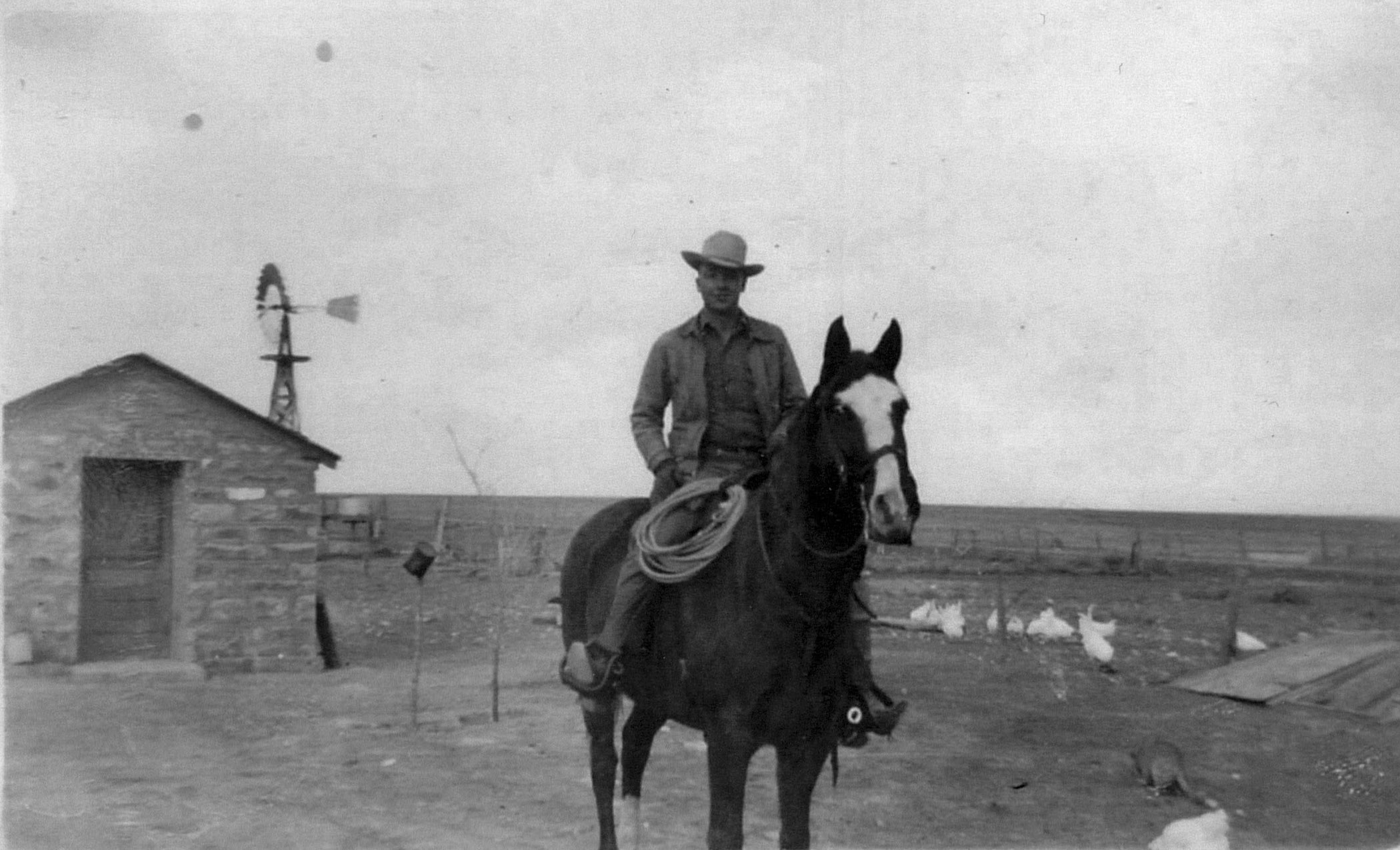 Fulbright Family Farm, Marshall Fubright on horse (5LA.14806)