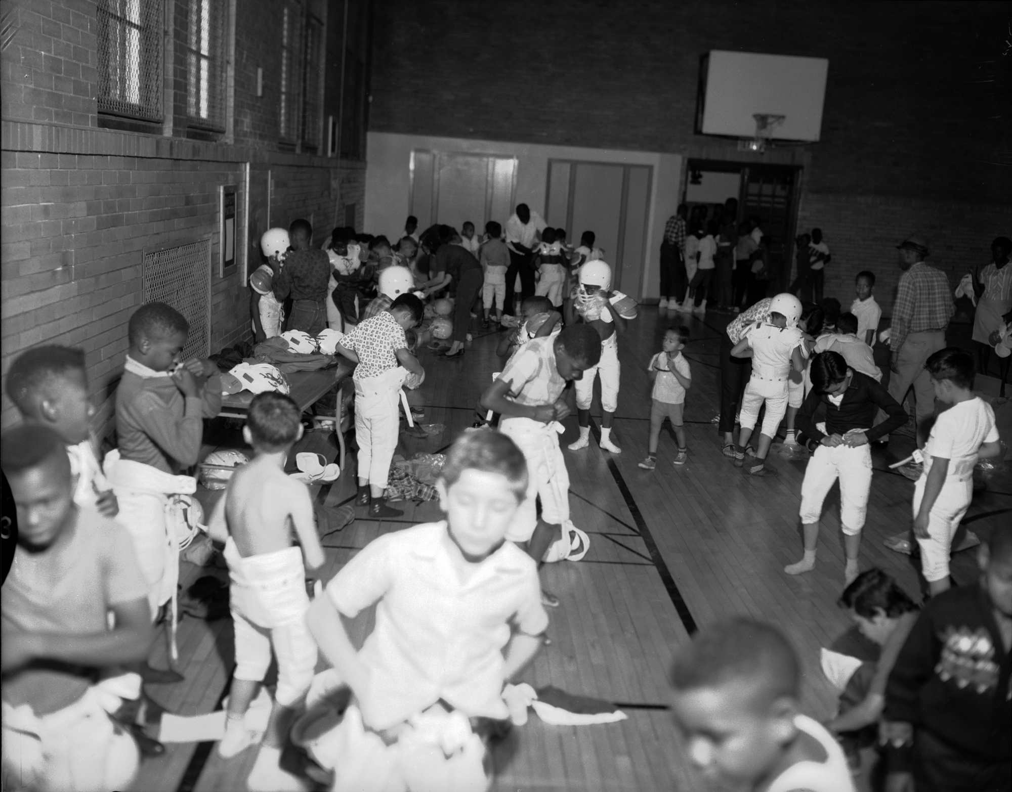 Young boys and players on the Owl Club’s Little League Football