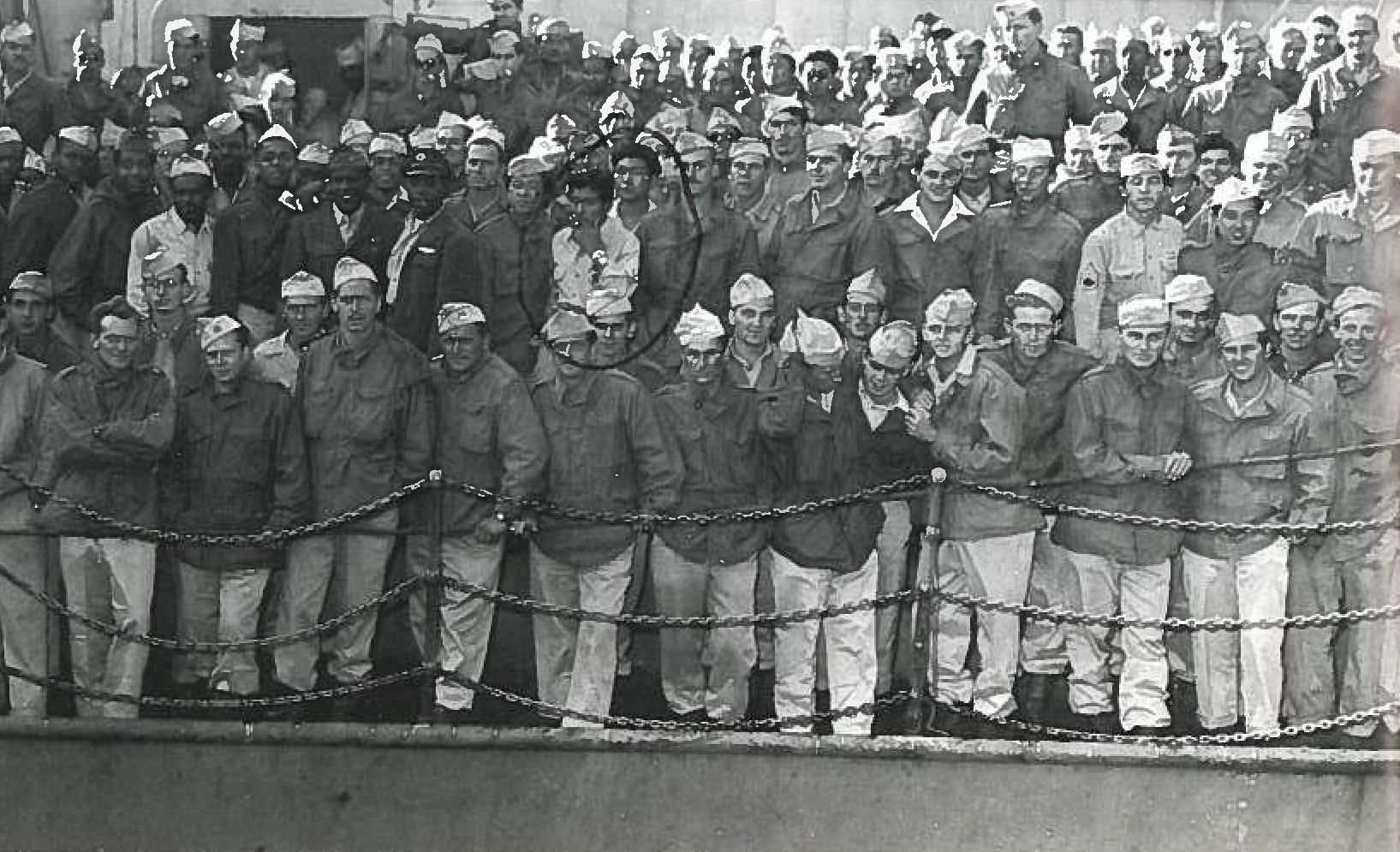 Dick Momii aboard a troop ship
