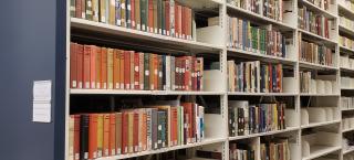 Fiction shelves in library storage
