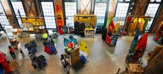  Inside of the REI Denver flagship store which is a premier outdoor gear and sporting goods store serving outdoor enthusiasts in Denver