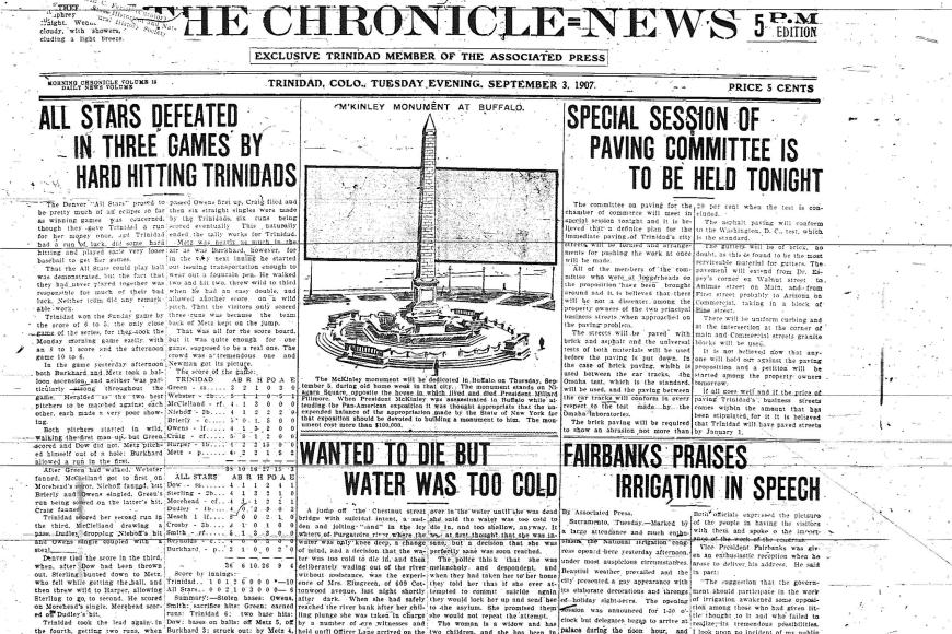 Front page of newspaper with baseball headline