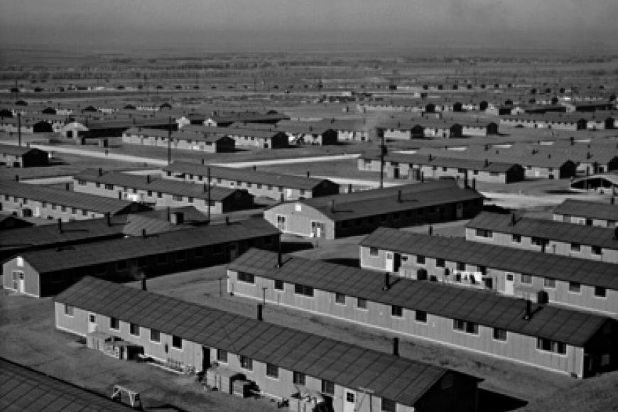 An aerial view of Amache from the camp's water tower.