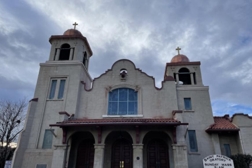 Saint Patrick oratory church shown with southwestern architecture.