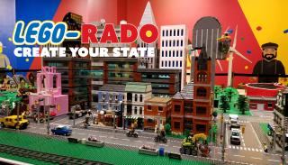 Graphic with photo of LEGOrado exhibit